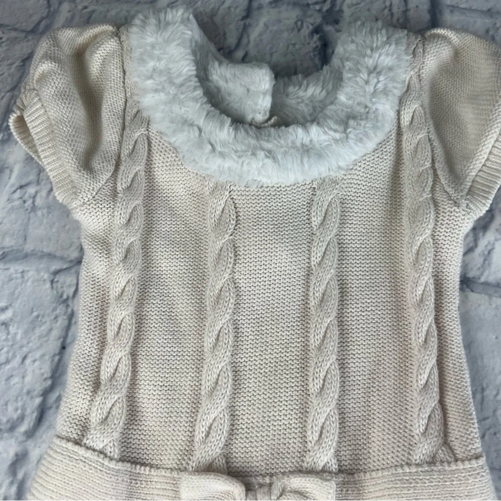 The children's place 5T sweater dress, faux fur trimmed